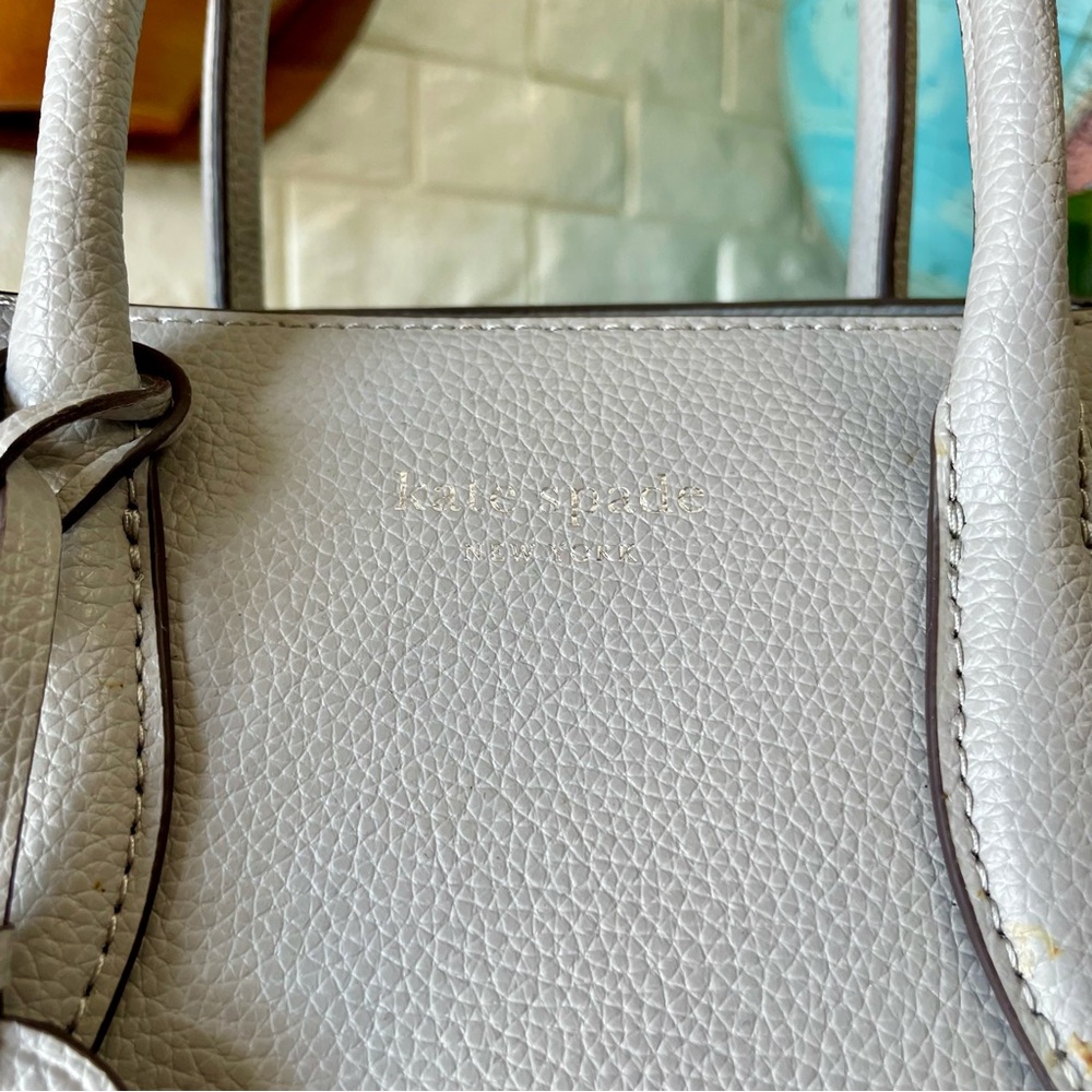 Kate Spade Grey Textured Leather Top Handle Crossbody Bag Purse - Picture 6 of 14